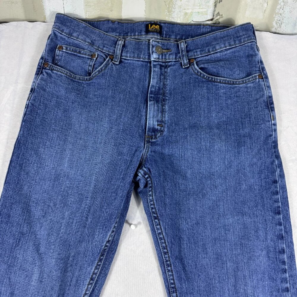 Lee Premium Select Straight Jeans Mens Blue Denim Regular Fit Classic Size 34x30 - Picture 3 of 16